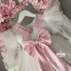 Rochie fetite alba cu pene roz Special Marissa Dress
