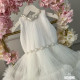 Rochie botez fetiță - Rochie alba cu volane Adela