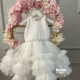 Rochie botez fetiță - Rochie alba cu volane Adela