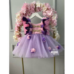 Rochie Primavara pentru fetite - Rochie  lila inflorata Andria