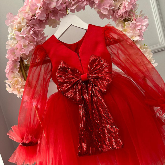 Rochie petrecere fete cu trena - Rochie rosie Belezza Roja