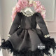 Rochie fete neagra cu trena si accesorii argintii Black Bijoux