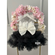 Rochie pene fete Black White Feathers