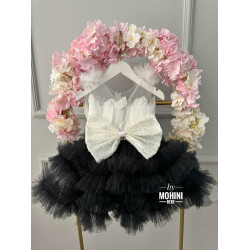 Rochie pene fete Black White Feathers