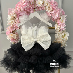 Rochie pene fete Black White Feathers