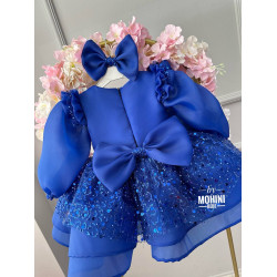 Rochie ocazie fete - Rochie paiete albastre Blue Kaelie
