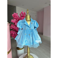 Rochie fete stil sacou din catifea Blue Velvet Merryn