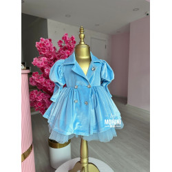 Rochie fete stil sacou din catifea Blue Velvet Merryn