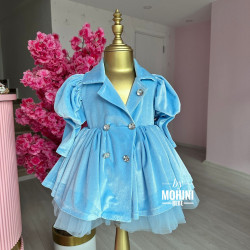 Rochie fete stil sacou din catifea Blue Velvet Merryn
