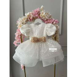 Rochie petrecere fete - Rochie alba paiete Calla