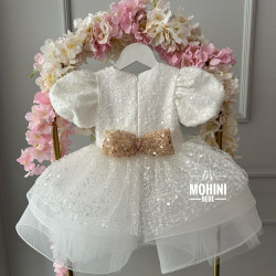 Rochie petrecere fete - Rochie alba paiete Calla