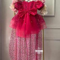 Rochie fete eleganta cu trena si paiete Calla Tail