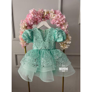 Rochie fete eleganta paiete turcoaz Calla Turquoise
