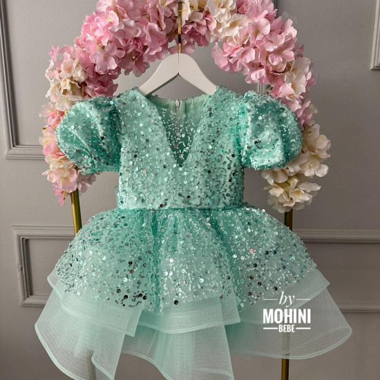 Rochie fete eleganta paiete turcoaz Calla Turquoise