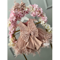 Rochie fete Dusty Pink Lace Dress
