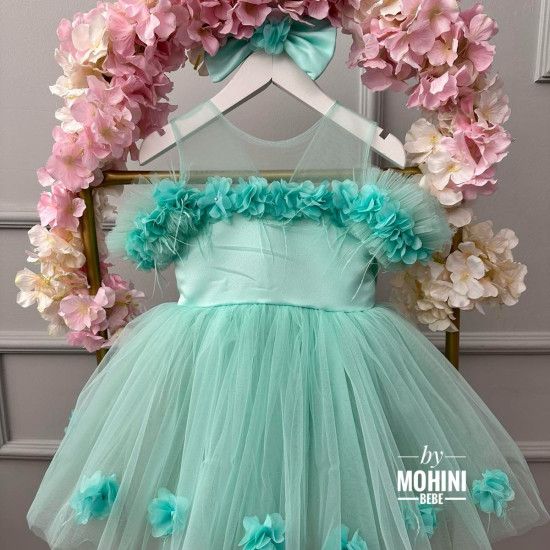 Rochie fete Flower Baby Turquoise