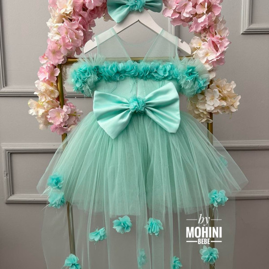 Rochie fete Flower Baby Turquoise