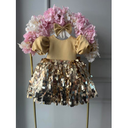 Rochie fete aurie cu paiete For a Special Princess