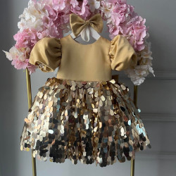 Rochie fete aurie cu paiete For a Special Princess