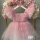 Rochie fete roz din tul cu sclipici și paiete For my little princess