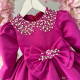 Rochie printesa fucsia cu perle Fuchsia Junior Bride