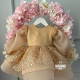 Rochie fete evenimente aurie cu paiete si organza Gold Kaelie