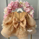 Rochie fete evenimente aurie cu paiete si organza Gold Kaelie