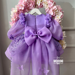 Rochie fete lila cu trena si paiete Lilac Tale Kaelie