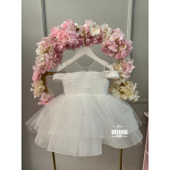 Rochie fete alba cu perle Little White Princess