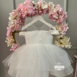 Rochie fete alba cu perle Little White Princess