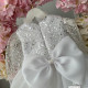 Rochie fete alba din organza si paiete Luz Blanco