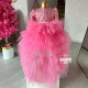 Rochie roz fete cu trena detasabila si paiete Magic Tail