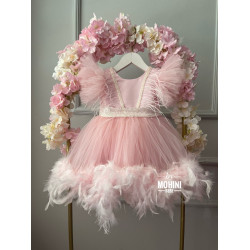 Rochie fete cu pene roz Marissa Pink