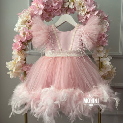 Rochie fete cu pene roz Marissa Pink