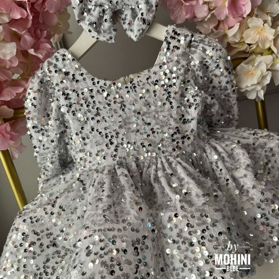 Rochie fete argintie cu paiete Melania