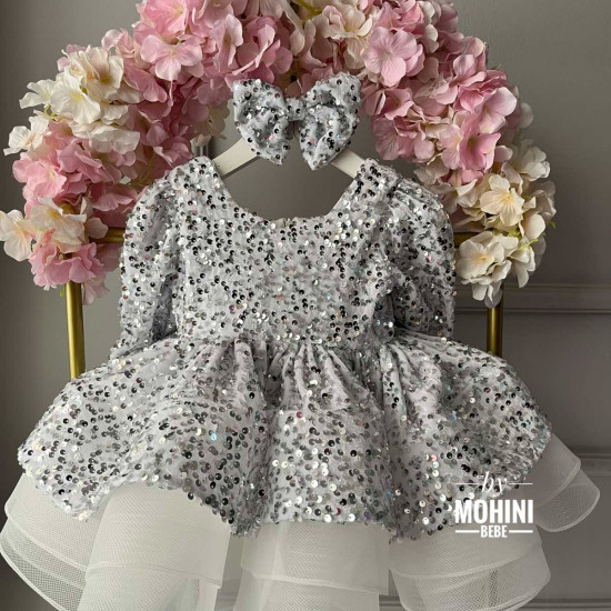 Rochie fete argintie cu paiete Melania