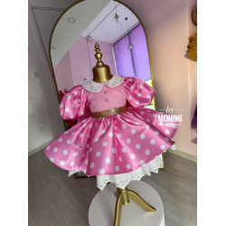 Rochita roz cu buline albe - Tinuta de poveste pentru fetite, ideala pentru petreceri Pink Min