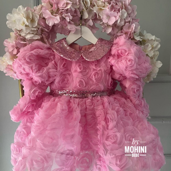 Ținută roz festivă fetiță – Rochie pentru nunți și botezuri New Pink Angel Roses