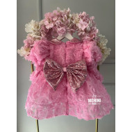 Ținută roz festivă fetiță – Rochie pentru nunți și botezuri New Pink Angel Roses