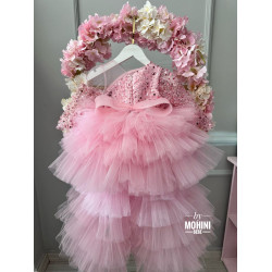 Rochie fete cu trena si paiete Pink Fabulous