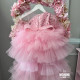 Rochie fete cu trena si paiete Pink Fabulous