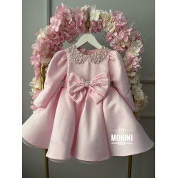 Rochie fete roz cu perle albe Pink Junior Bride