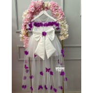 Rochie fete cu trena si flori Purple Flower Baby