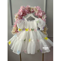 Rochie fete alba cu fluturasi colorati Rainbow Butterflies
