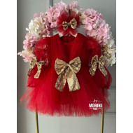 Rochie fete rosie cu paiete aurii Red New Design