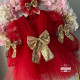 Rochie fete rosie cu paiete aurii Red New Design