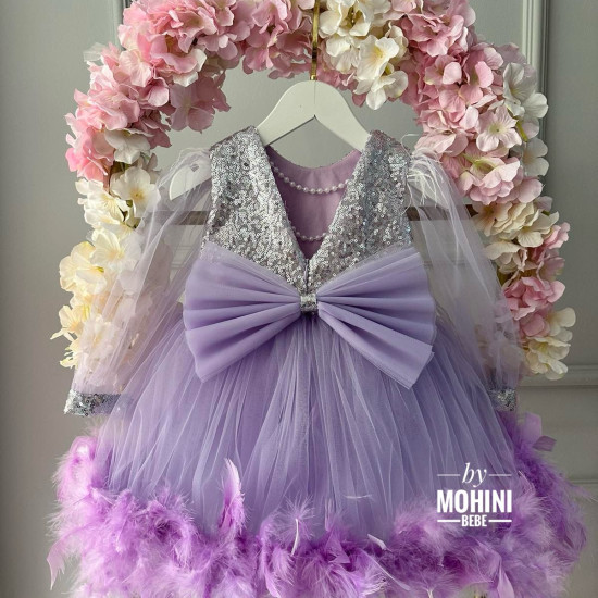 Rochie fete Sparkling Lilac Feathers