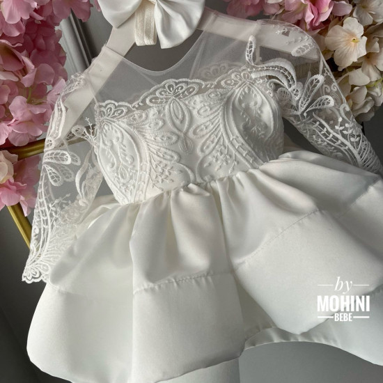 Rochie fete albă voluminoasă dantelă Unique Dress Baby