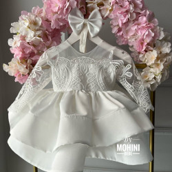 Rochie fete albă voluminoasă dantelă Unique Dress Baby
