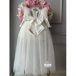 Rochie fete alba eleganta cu trena Unique White Princess